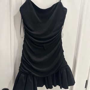Zara Black Ruched Mini Dress